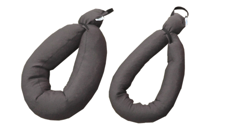 輪っかにクッションを通すと、体幹に巻いても抜けにくくなります