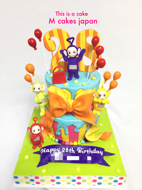Teletubbies cake👾 #teletubbiescake #teletubbies #テレタビーズ #bdaycake #誕生日ケーキ #キャラクター #カラフル #2段 #japancake #japan #fondantcake #fondantfigure