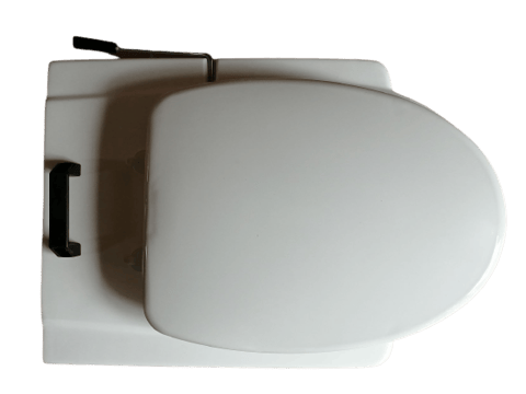 便器を取り出すときは、後部の取手と前部底部の縁を持って本体ケースから引き上げます。