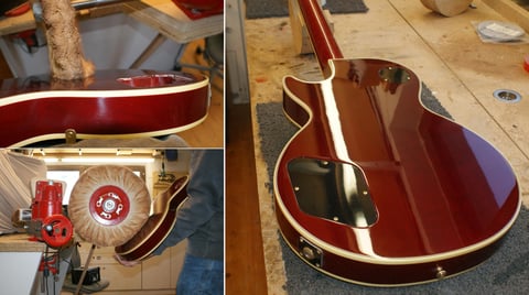 Nach einiger Zeit kann geschliffen und dann poliert werden.  (Jetzt halt nicht mehr in den Ständer stellen ;) ). 