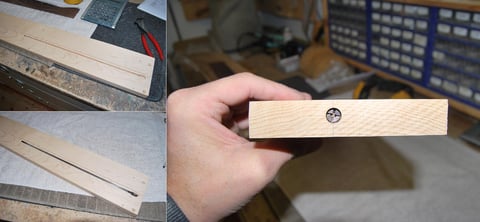 Zuerst passe ich den Halsstab in den Rohling ein.