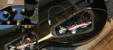 Montage der Schalter und Regler. Durch die vormontierten Stecker gestaltet sich die Montage für die Kabeldurchlässe mit etwas mehr Aufwand.