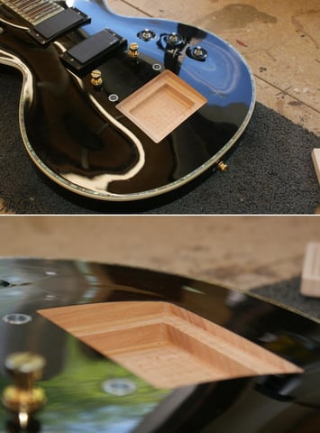 Im Anschluß werden die Fräsungen am Top gemacht. Heikle Sache ...!