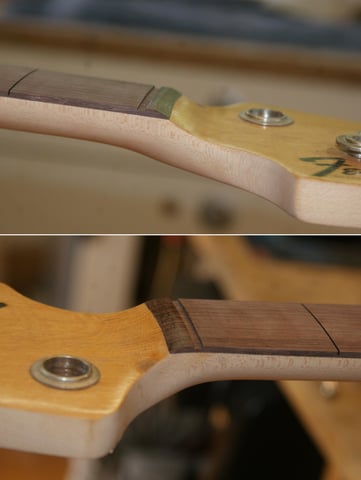 Hier ist Vorsicht geboten da die Kopfplatte ihre Patina behalten soll,