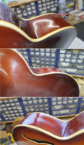 Hier siht man in den Spiegelungen sehr gut was für eine Delle in der Zarge war.