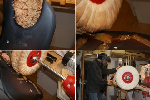 Nach den Feinschliff wird in mehreren Poliergängen ...