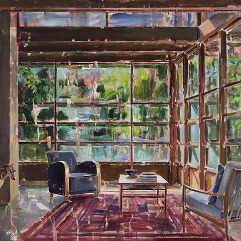 dénesh ghyczy, "green living", 2022, 170 x 200 cm, oil & acrylic on canvas – erlas galerie