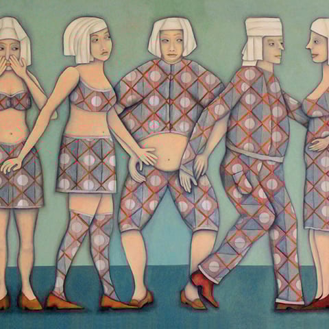 michou hutter, "geheimnis 2", 2020, 115 x 145 cm, öl auf baumwollgewebe – erlas galerie