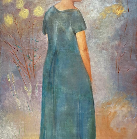 roger schindler, "minna II", 2019-23, 182 x 101 cm, oil on canvas – erlas galerie