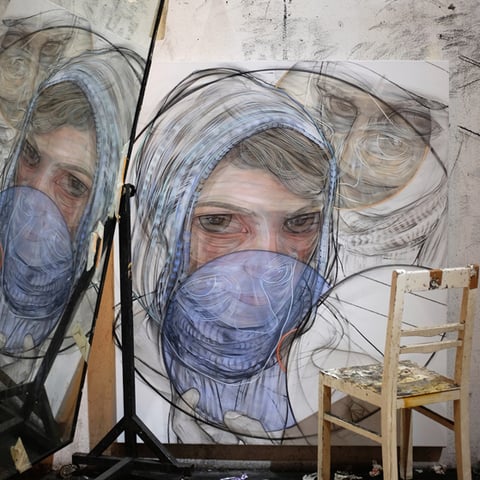 stylianos schicho, "undisclosed-recipients", 2016, kohle/acryl auf leinwand – erlas galerie