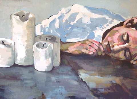 sigrid hutter, "der traum", 2015, 80 x 180 cm, acryl auf leinwand – erlas galerie