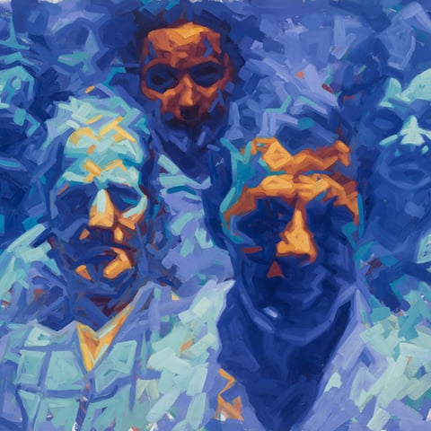 adam bota, "erbschleicher", 2015, 110 x 140 cm, öl auf leinwand – erlas galerie