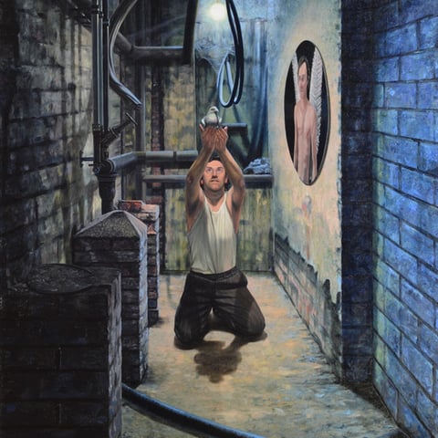 aris kalaizis, "odyssee des geistes", 2015, 180 x 130 x 4 cm, öl auf leinwand – erlas galerie