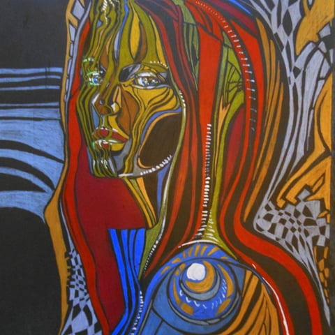 Woman /  Din A2 / Bunte Stifte , Kreide , Acryl