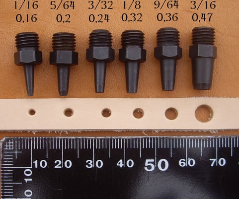 Comparatif des tailles d'emportes pièces
