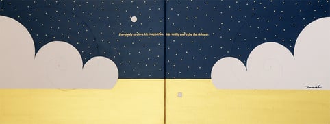 GOLDEN LAKE  1   820mm*318mm   F6*2   2022  acrylic on canvas, wood