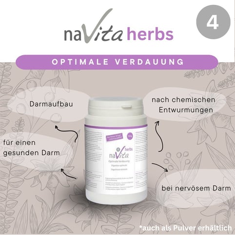 NaVita-herbs4, optimale Verdauung b. Hund | hundkatzeschmaus.ch