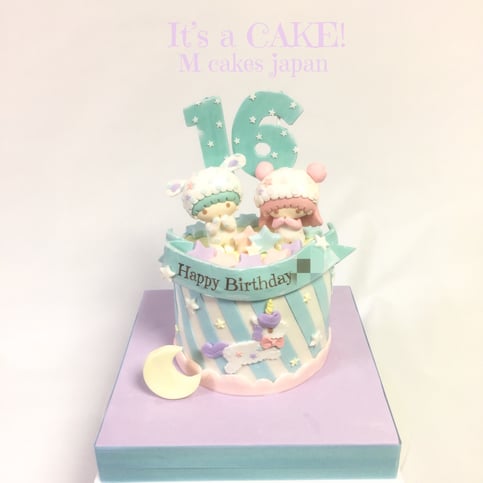 キキラライメージのカワイイケーキ🎂 #キキララ #パステルカラー #カワイイ #リトルツインスターズ #キャラケーキ #砂糖フィギュア #littletwinstars #kiki #lala #kawaii #kawaiicake #japan #charactercake #16birthday #🇯🇵 #torte #gateau #cake #誕生日ケーキ