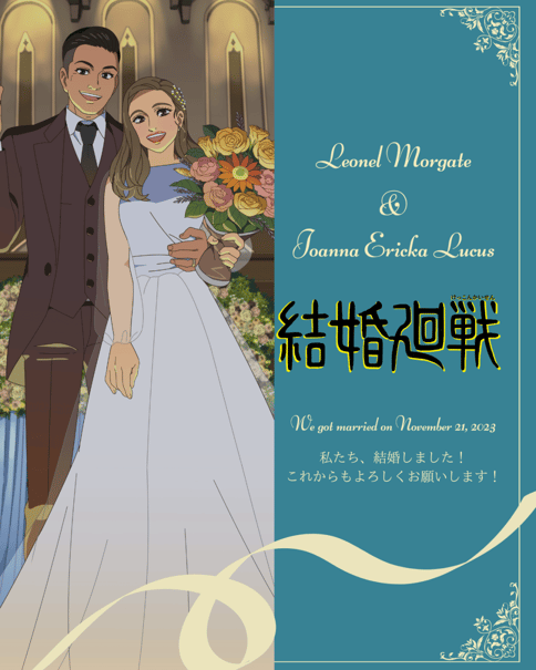 アニメ風似顔絵ウェルカムボード　Instagram投稿