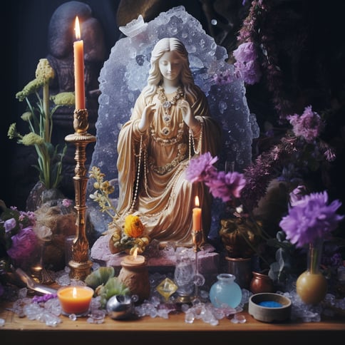 Die Heiligen Statuen sind wie Fenster zur spirituellen Dimension,  durch die wir die Gnade und Führung der Heiligen empfangen können.