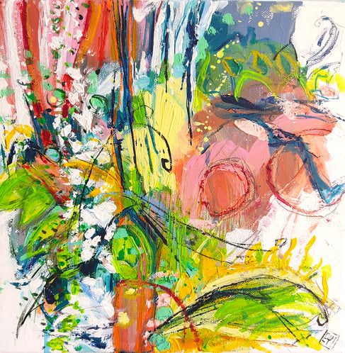 Elisabeth Augendre artiste peintre en Ariège acrylique originale jardins suspendus 24