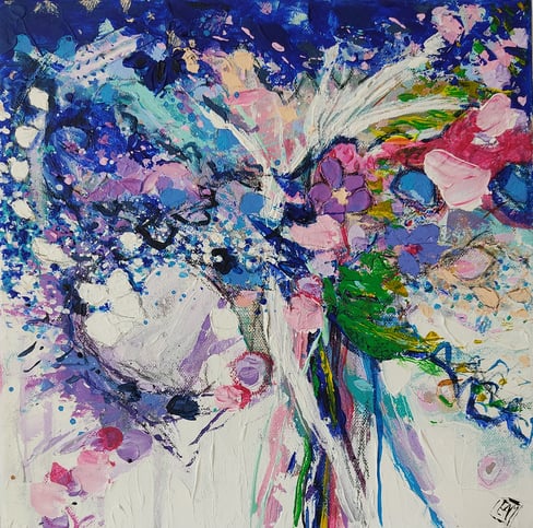 Elisabeth Augendre artiste peintre en Ariège acrylique originale jardins suspendus 27