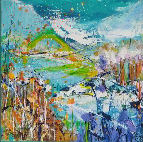 Elisabeth Augendre artiste peintre en Ariège acrylique originale impressionnisme promenade au bord de l'eau 10