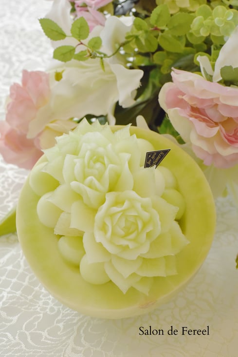 カービング　スイカ　メロン　教室　フルーツ　彫刻　大阪　オーダー　習い事　誕生日プレゼント　結婚式　カッティング　ソープ　