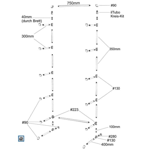 Bauanleitung Rohrregal Explosionszeichnung Schuhregal