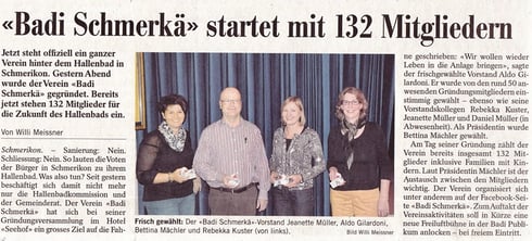 Gründung Verein Badi Schmerkä 2. Mai 2014