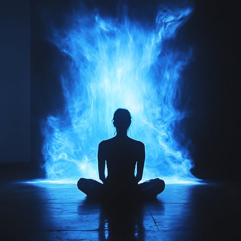 Blau ist die Farbe der spirituellen Erleuchtung und Wahrheit.  Sie symbolisiert die Offenheit des Geistes und die Bereitschaft, sich dem Göttlichen hinzugeben.