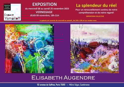 Elisabeth Augendre artiste peintre expose à la galerie Ysmaïloff Paris novembre 2023