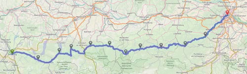 Einteilung der Etappen. Total wurden es 11 Stück mit einer Gesamtdistanz von 403 Kilometern.