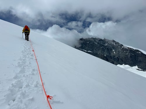 Aufstieg zur Nordflanke des Fluchthorns.
