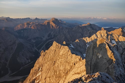 Blick auf Wimbachgries und steinernes Meer mit Schönfeldspitze