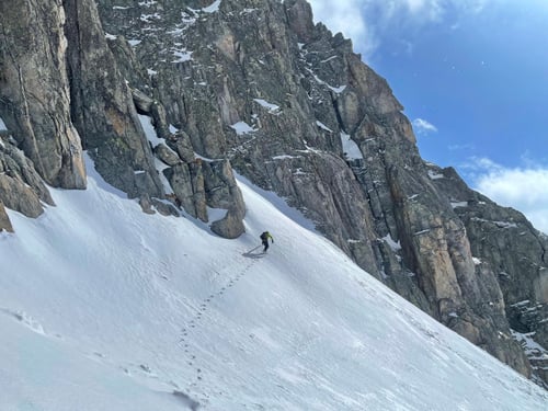 Sandro auf dem Weg zum (falschen) Couloir.