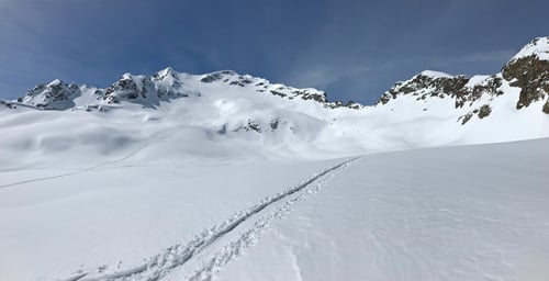 Blick auf den tollen Skitourenberg Piz Lagrev!