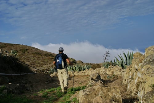 Steiler Abstieg auf der anderen Inselseite. Das Ziel (Villa Valverde) ist nahe!