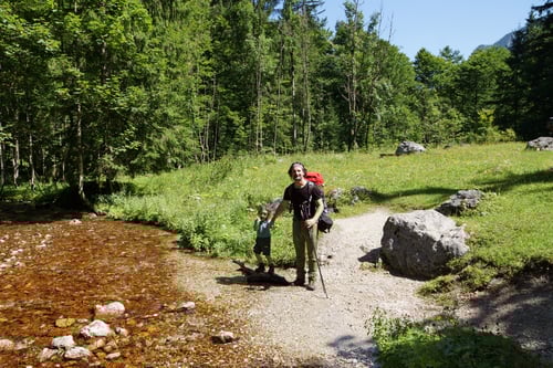 Erfrischung im Bächlein.