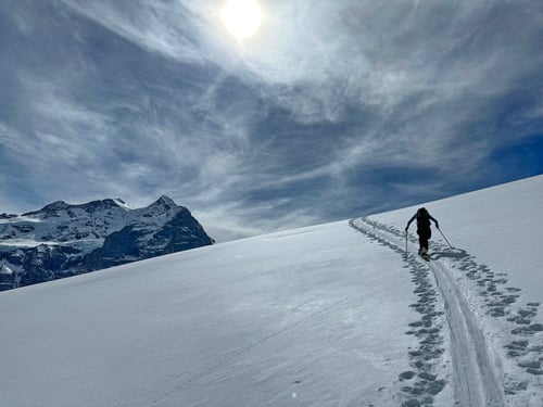 Aufstieg mit Blick auf das Wetterhorn.