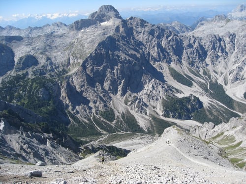 Aussicht auf den langen Abstieg nach Wimbachgries