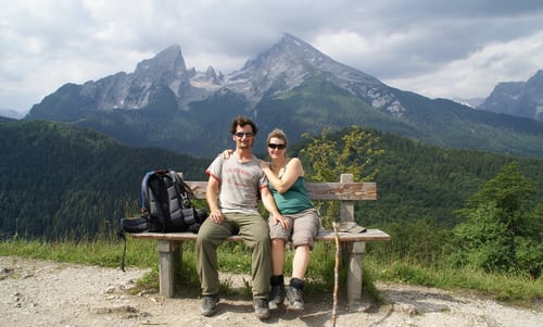 Auf der Grünsteinspitze. Im Hintergrund das Watzmann-Massiv