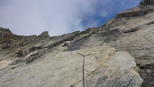 Olli in der dritten Seillänge der Route Il tempo vola