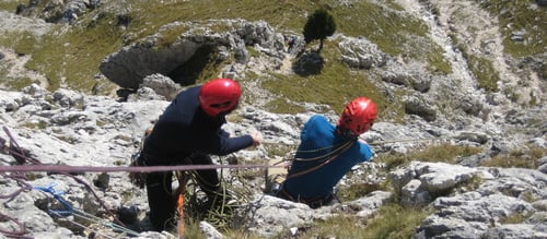 Die erste Route im Dolomitenfels