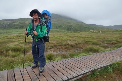 Auf dem Weg zum Diamond Hill bei stetigem Nieselregen.