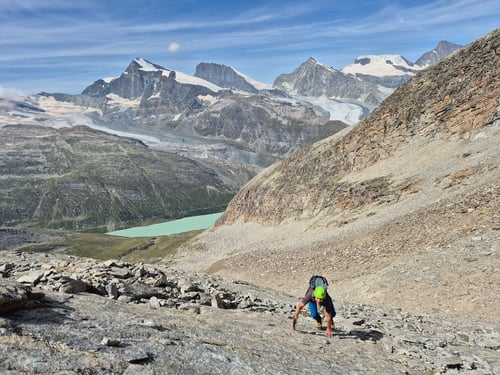 2024/08: Aufstieg zur direkten Südwestflanke des Stellihorns (CH/VS)