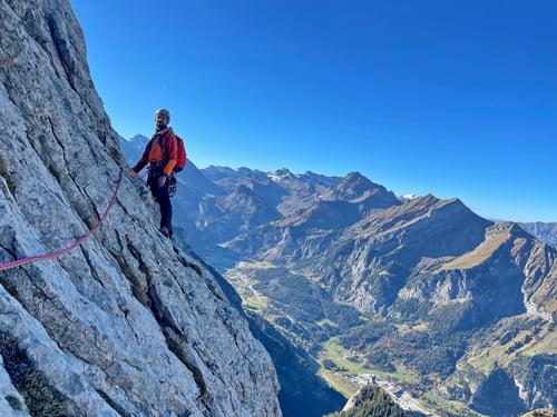 Dominik in der 4. SL. Was für ein Panorama!