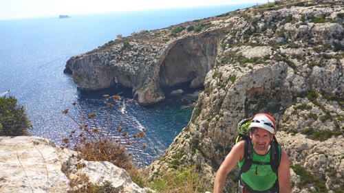 09/2019: MSL-Klettern auf Malta mit Sicht auf Blue Grotto / Il-Hnejja (MLT) 