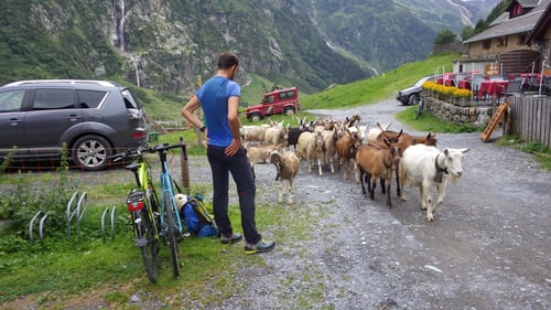 Die Bikes werden beim Bergrestaurant Stäfeli abgestellt. Von hier geht es zu Fuss auf die Spannorthüttte weiter.