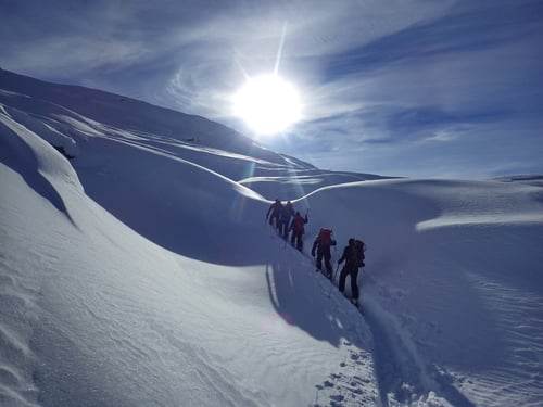 Wir bahnen uns durch den Neuschnee.